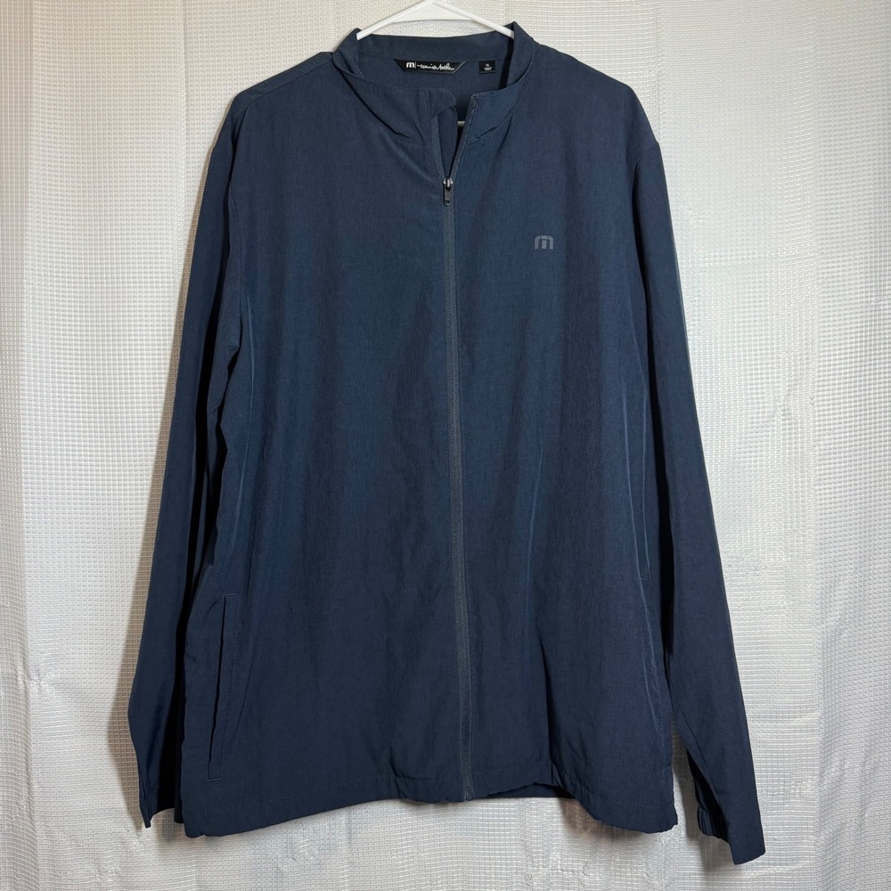 TravisMathew Jacket Navy Blue Heather Full Zip Lightweight Stretch Golf XL